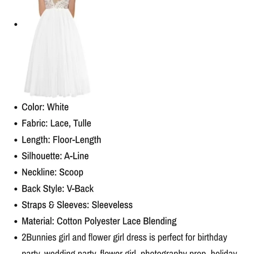 David's Bridal White Lace Formal Kids Dress - Picture 7 of 8